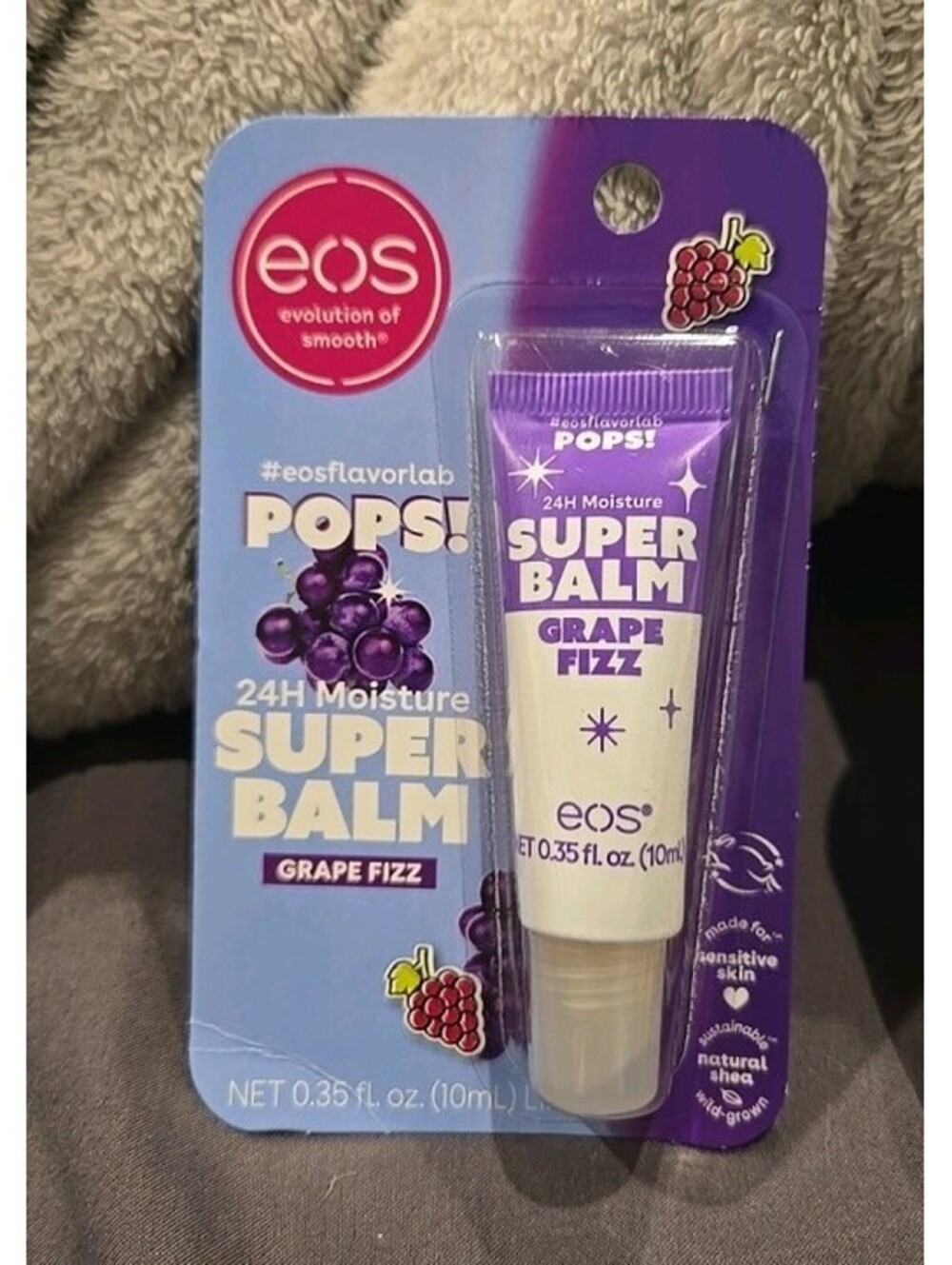 eos Pops! 24H Moisture Super Balm ~ Grape Fizz ~ 0.35 oz Lip Tube ~ New!